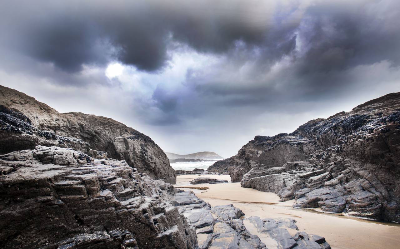 beach, sand, rock, beach, coast, dusk, mountain, cliff, island, landscape, milky way, night, night sky, sea, ocean, rockface
, 