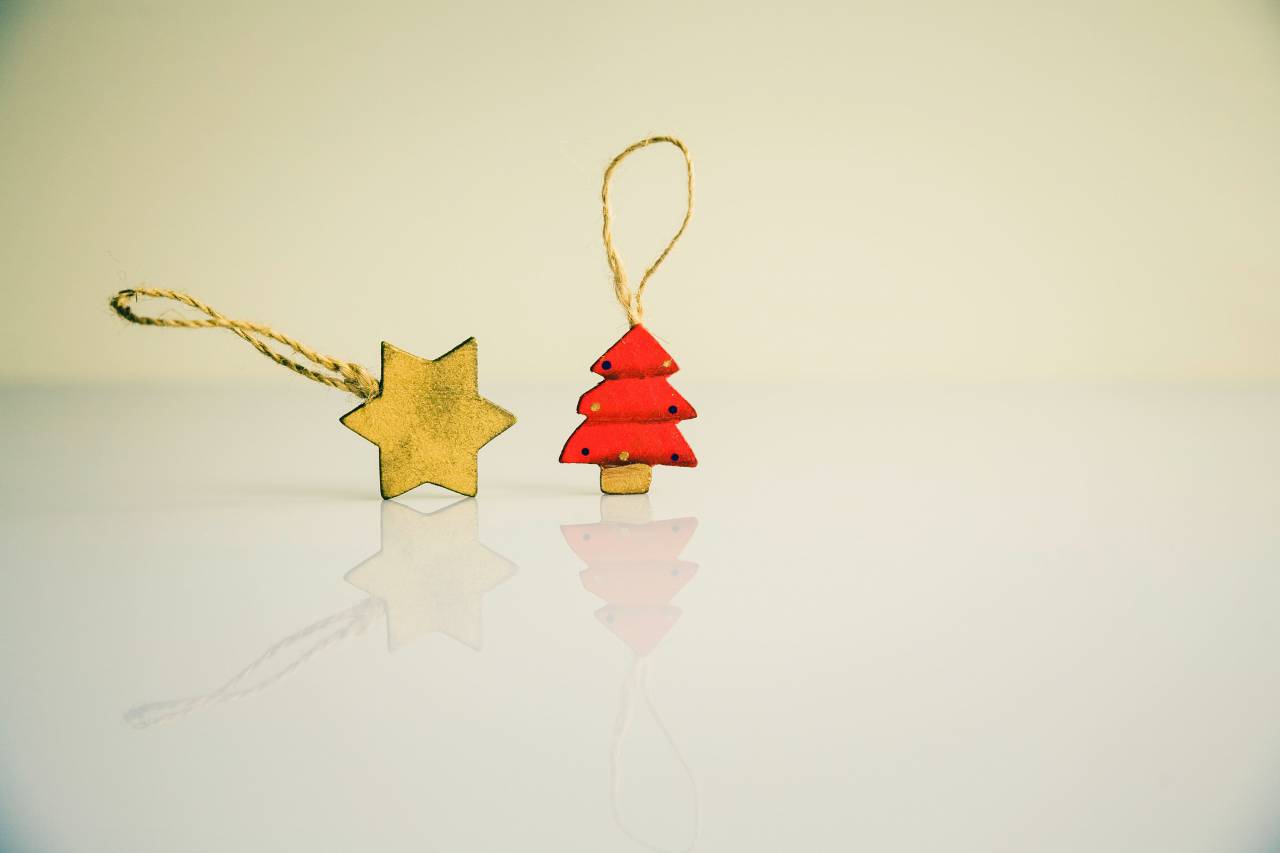 Navidad, decoración, estrella, árbol, etiqueta, ornamento,