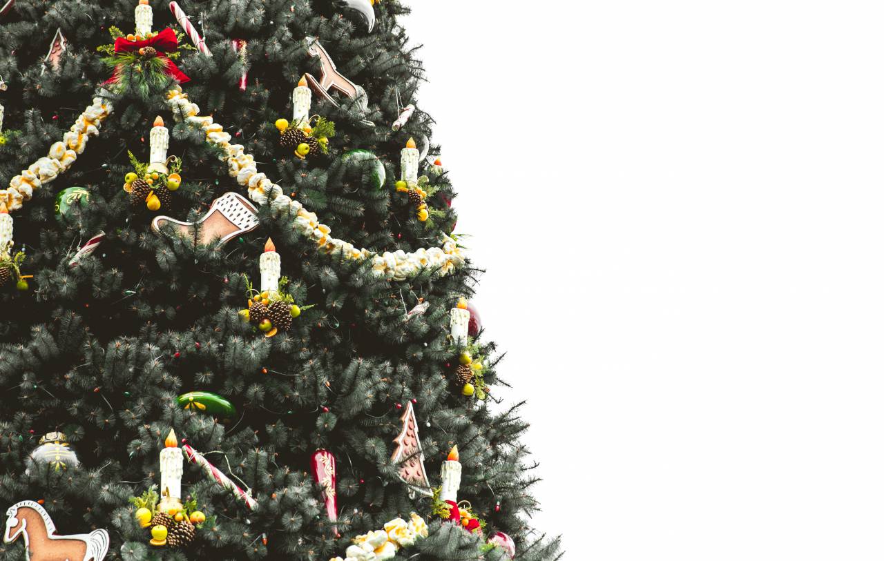 Navidad, árbol, decoración, adornos, vacaciones, temporada, vela,