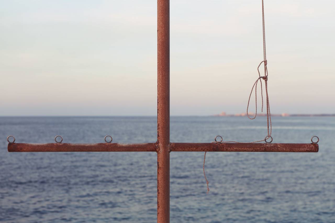 cross, pipe, sail, rope, water, sea
, 