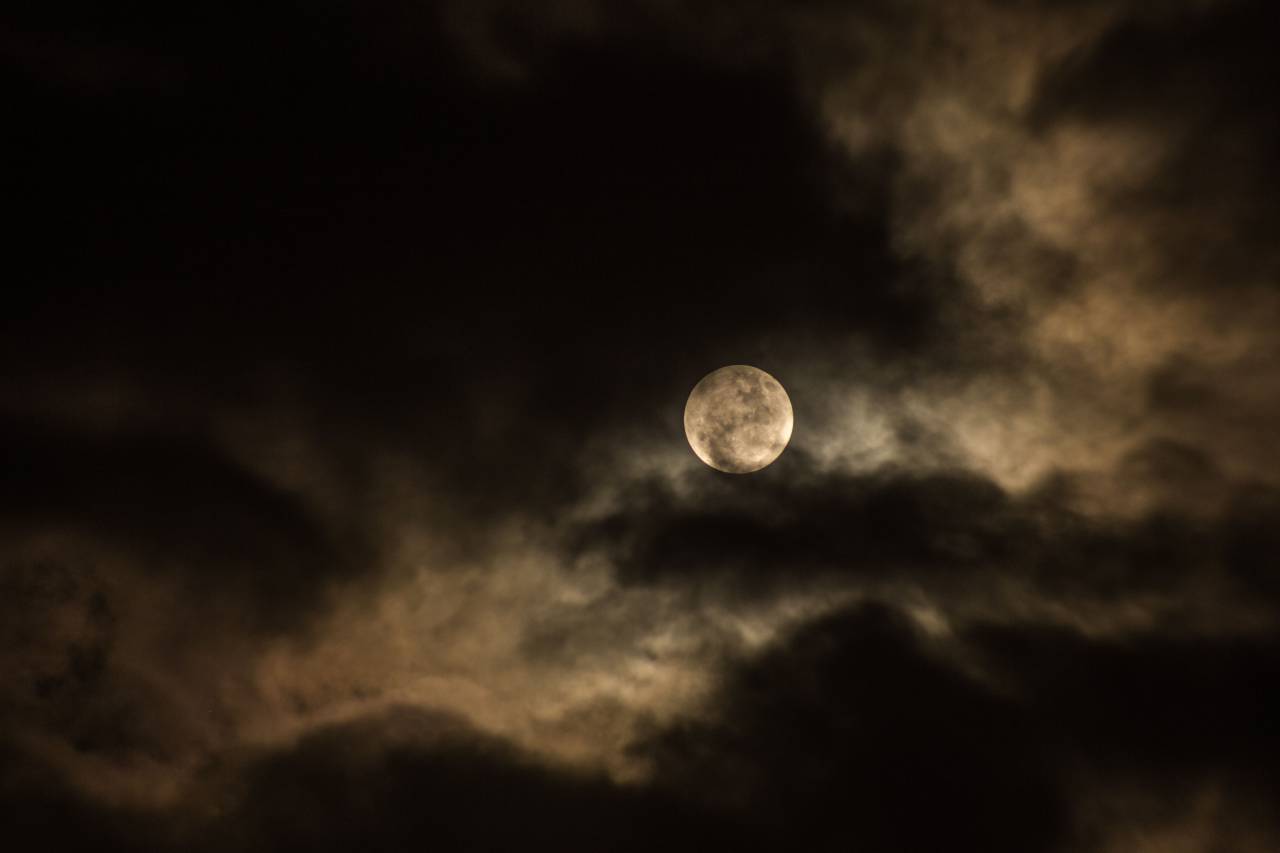 dark, night, clouds, sky, moon, round, circle
, 