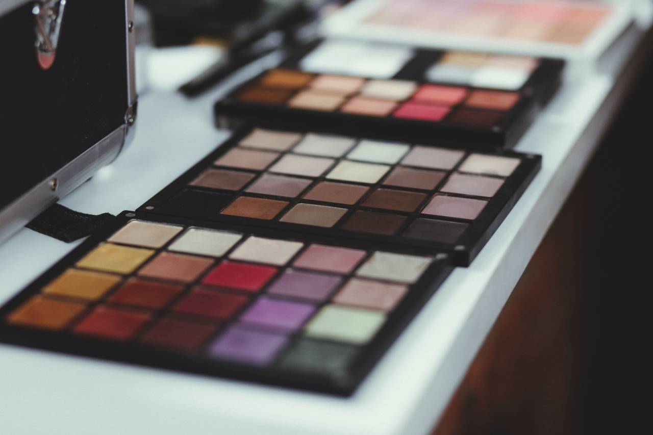 maquillaje, kit, colorido, cosméticos,