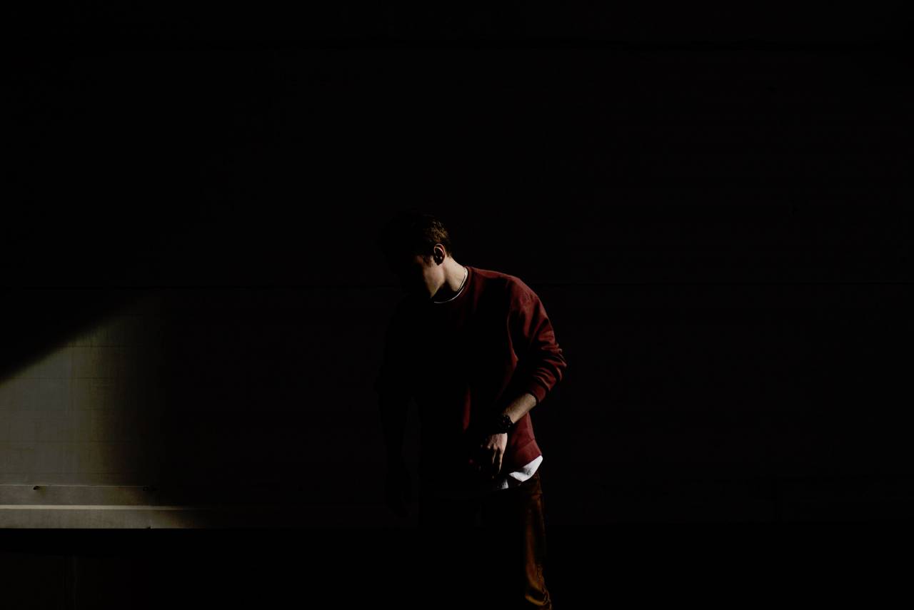 people, man, guy, millenials, red, sweater, dark, shadows
, 