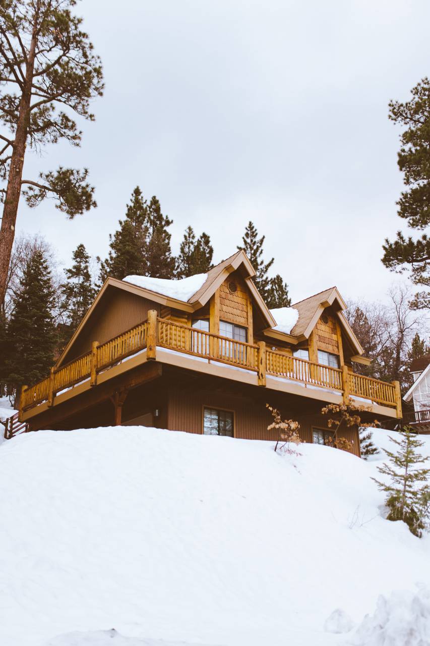 snow, winter, white, cold, weather, ice, trees, plants, nature, house, home, brown, travel, adventure
, 