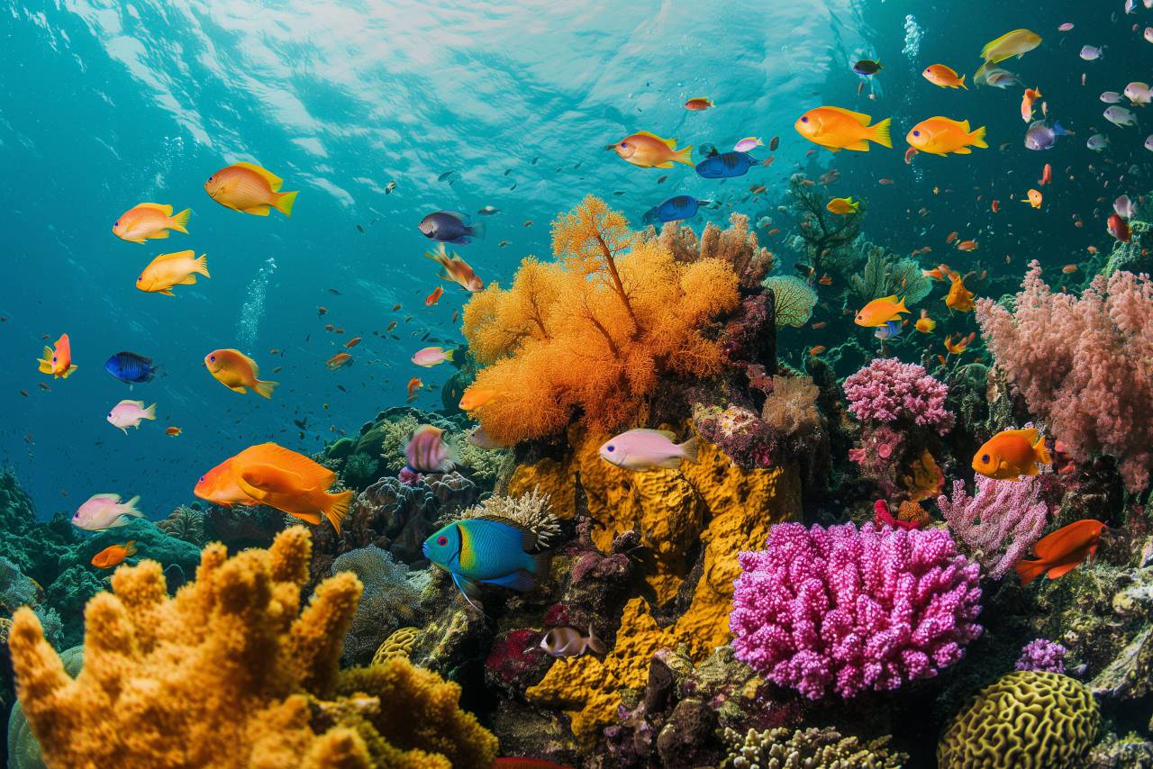 🥇 Image of Captivating view of a vibrant coral reef teeming with marine ...