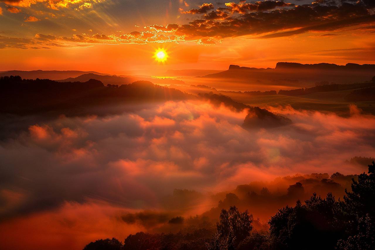 pastel, sunset, horizon, dreamy, warm, glow, sky, landscape, serene, clouds, orange, hd wallpapers, 
