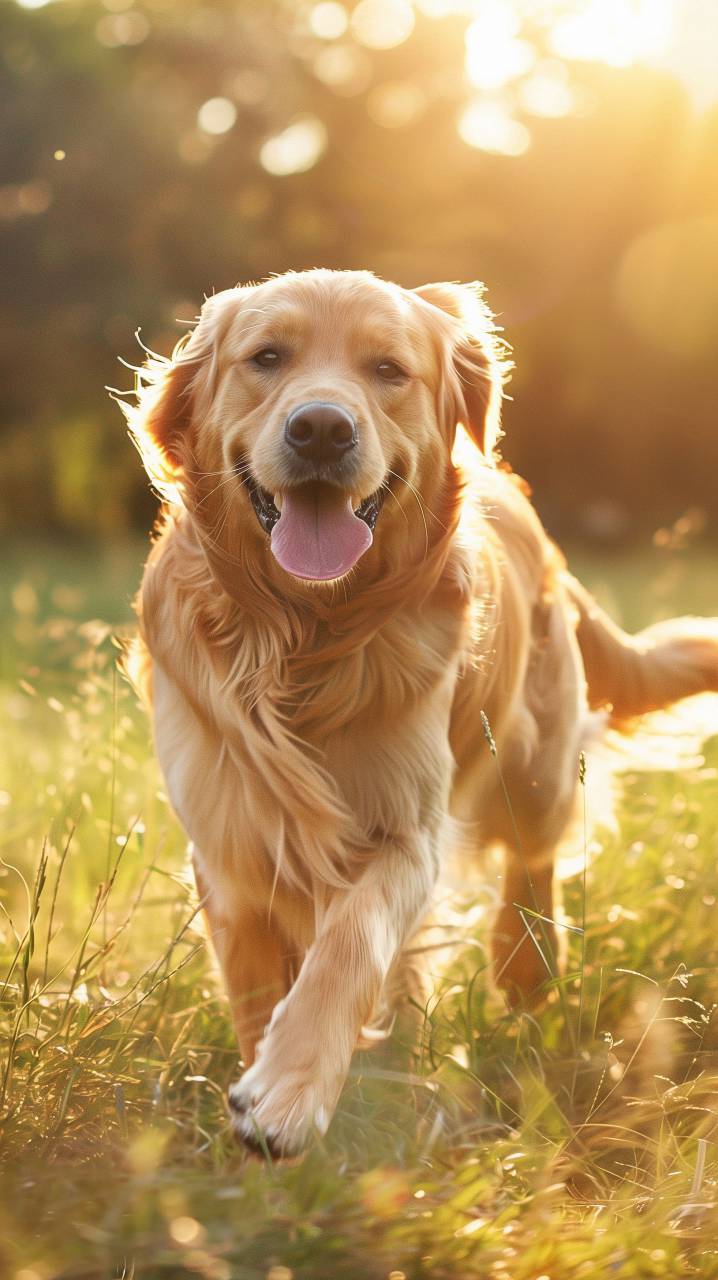 dog, mascot, pet, golden retriever, animal, one, walking, field, outdoors, sunset, hd wallpapers, 