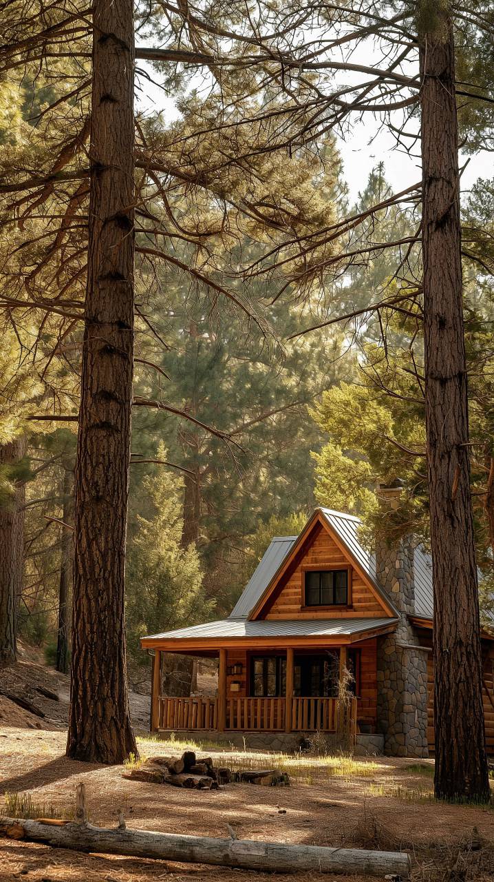 cabaña, rústico, bosque, pino, montaña, naturaleza, acogedor, escape, pacífico, retiro, fondos de pantalla de alta definición, 
