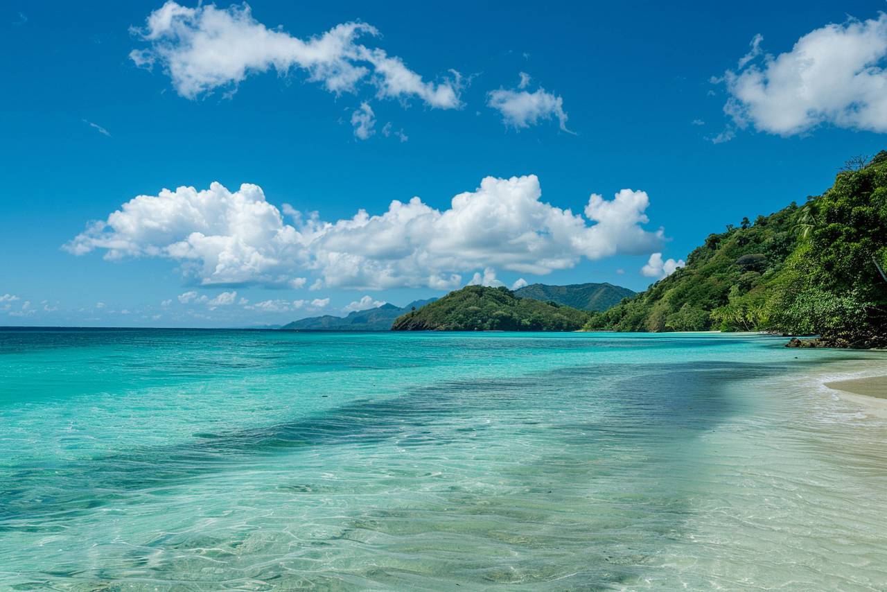 turquoise, serenity, sway, palm, whisper, paradise, shoreline, sun-drenched, coast, beach, tropical, idyllic, hd wallpapers, 