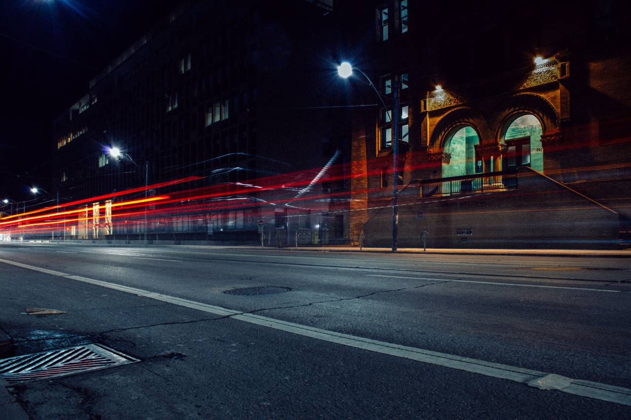 🥇 Image Of Architecture Building Infrastructure Road Lights Dark Night