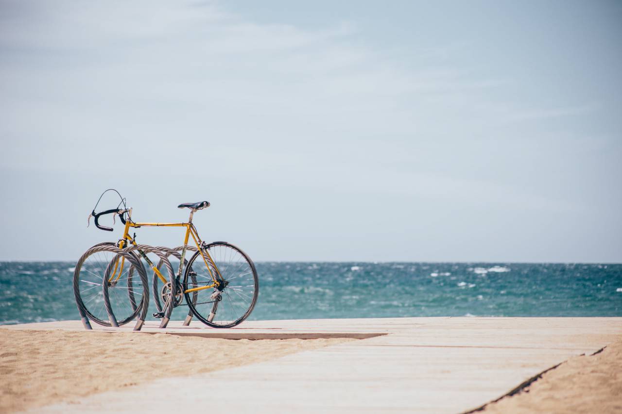 beach, boardwalk, bike, summer, ocean, water, sky, cycling, sand, coastal, nature, outdoors, pathway, shore, vacation, bicycle, travel
, 