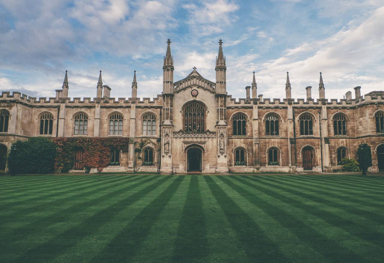 blue, sky, clouds, school, university, college, campus, cambridge, grass, field, building, trees, entrance, door, architecture, class
, 
