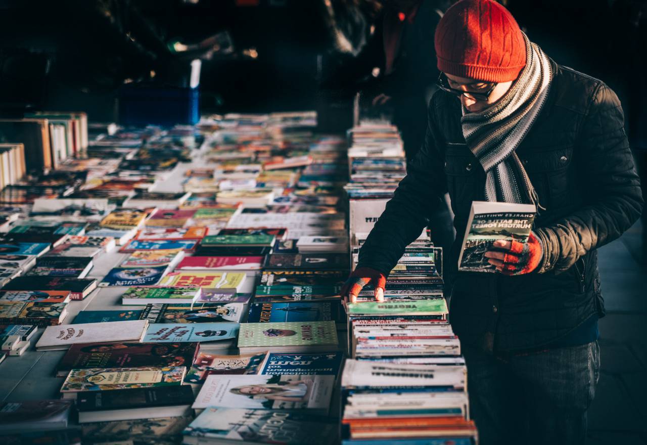 Libros, tienda, venta, novela, educación, conocimiento, gente, chico,