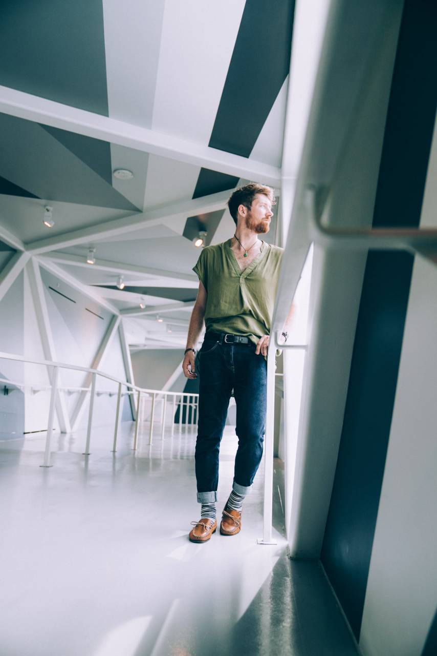 casual, man, indoors, standing, portrait, person, male, modern, architecture, building, minimalist, geometric, lifestyle, looking, lighting, fashion, simple
, 