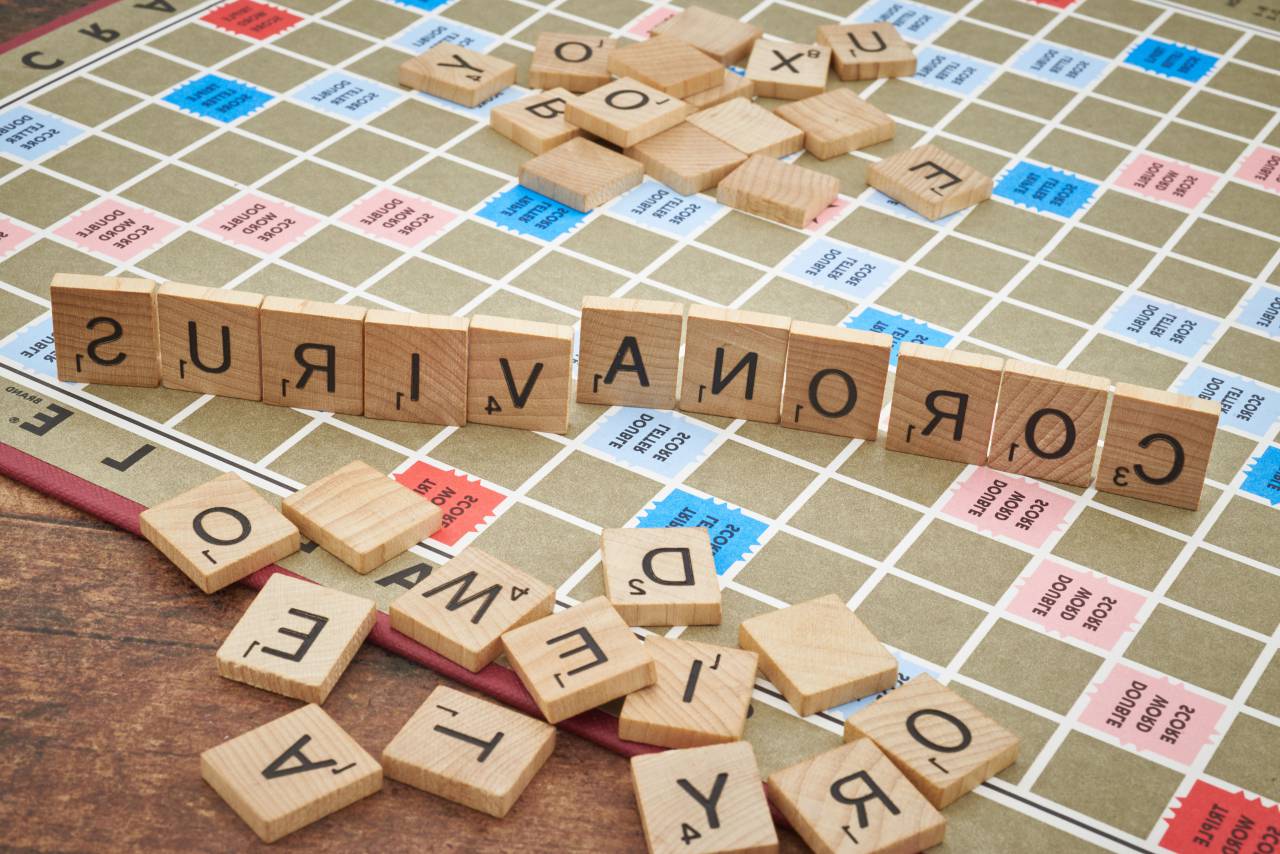 coronavirus, palabra, fondo, seguridad, mensaje, concepto, expresión, prevención, salud, advertencia, signo, símbolo, peligro, escarbar, tablero, juego, piezas, bloques, tipografía,