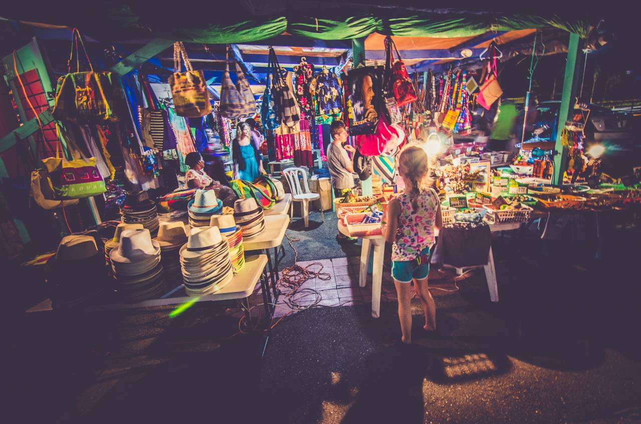 market, store, shop, people, kids, supplies, bags, vendor, sell, stuff, colorful, dark, night, hat
, 
