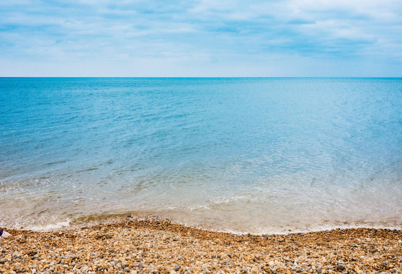 nature, coast, shore, beach, ocean, sea, sand, pebbles, shells, sky, horizon, clouds, blue
, 