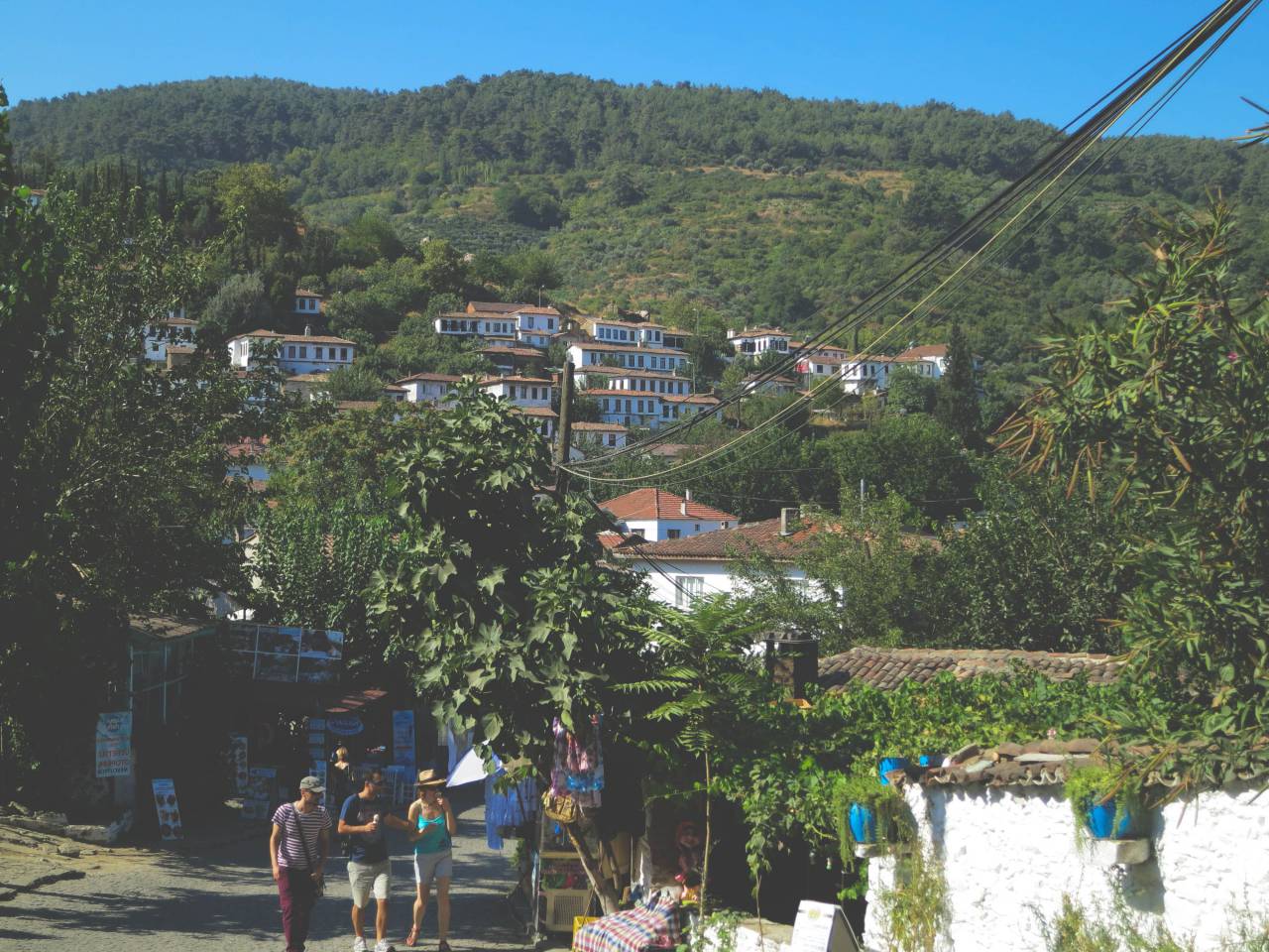 Sirince, Ephesus, Turkey, village, trees, hills, nature, people, walking, pedestrians, tourists, market, shops, houses, buildings
, 
