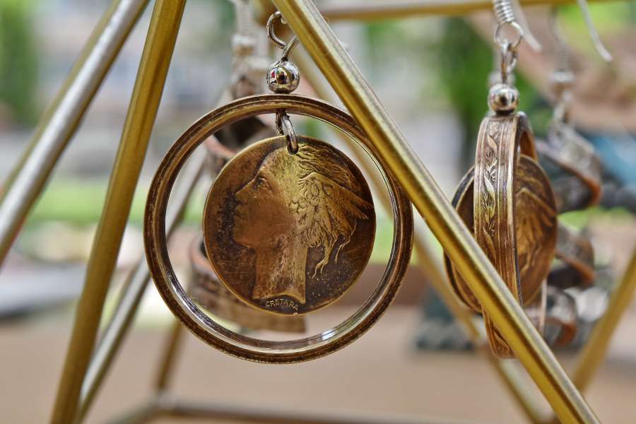 earrings, brass, copper, craft, handmade 