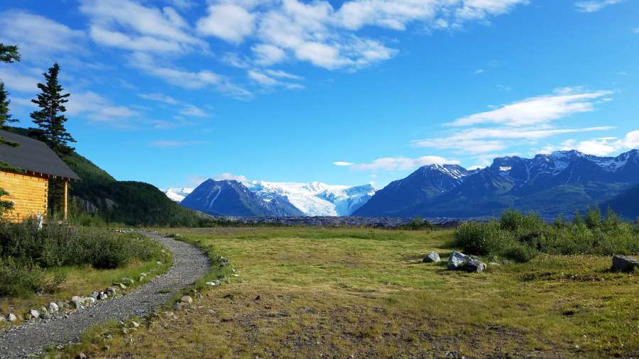 blue sky, cottage, mountainside, national 
