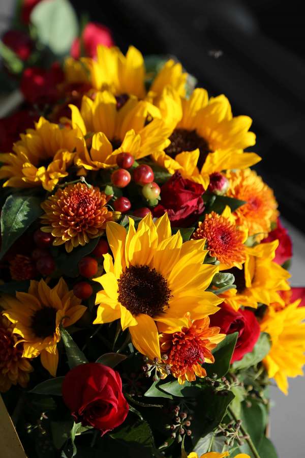 wedding bouquet, sunflower, summer, flora 