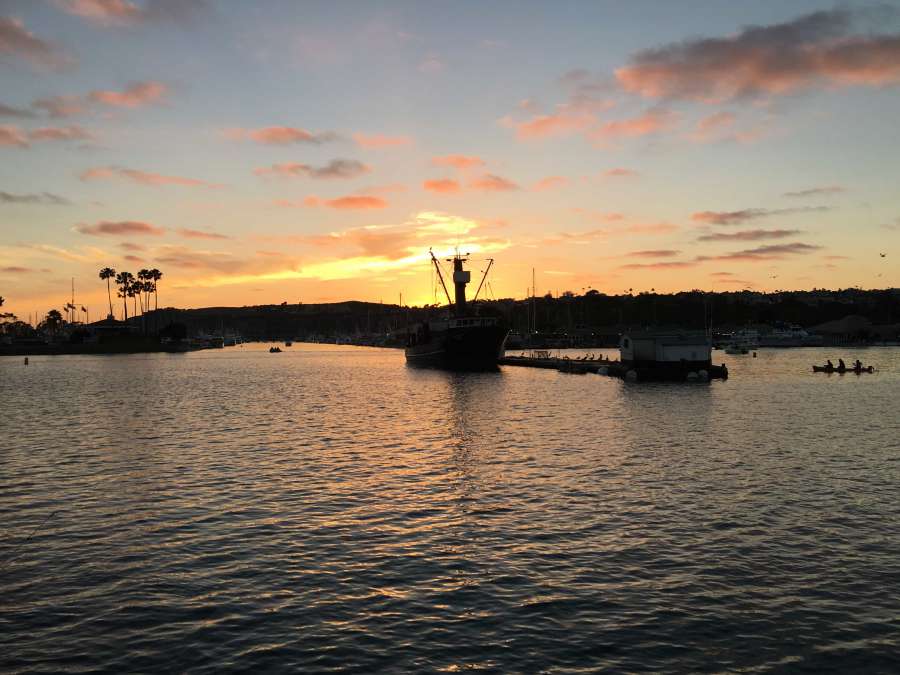 ship, shipyard, sunset, sea, water, ocean 