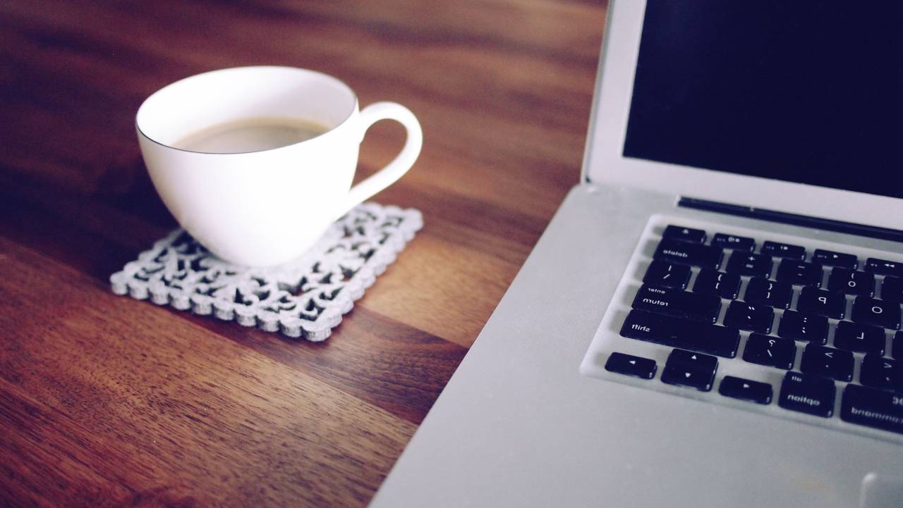 apple, macbook, laptop, computer, technology, wood, desk, coffee, cup, coaster, business, office
, 