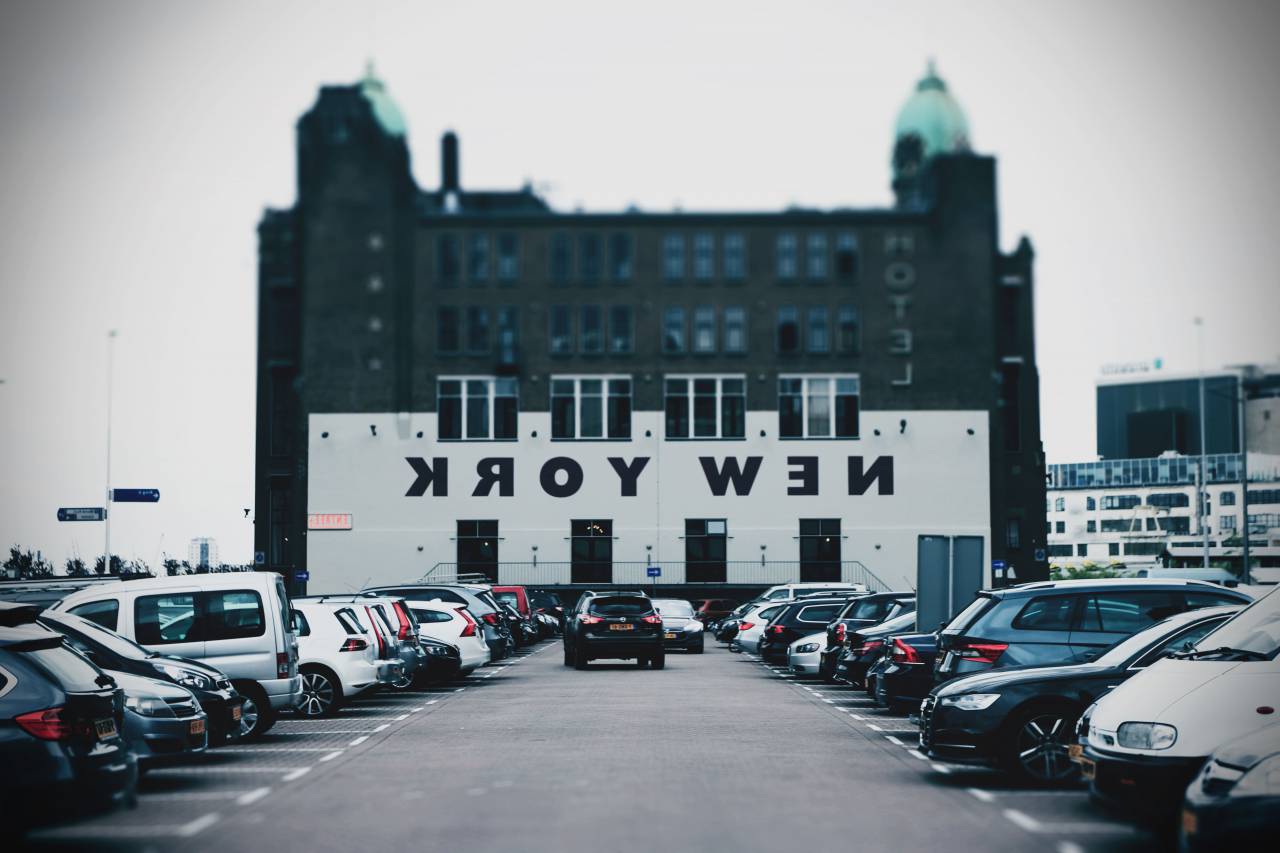 architecture, building, infrastructure, design, hotel, new york, car, vehicle, landmark, parking, lot
, 
