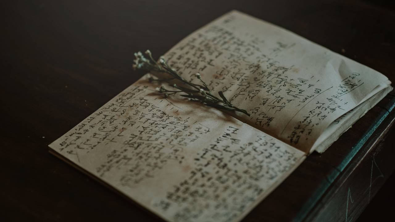 book, asian, flowers, marker, notebook, note, page, paper, table, wood, writing
, 
