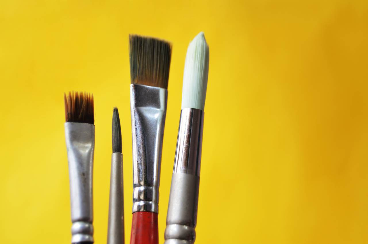 Cepillo, pintar, arte, diseño, estilo, trazo, amarillo,