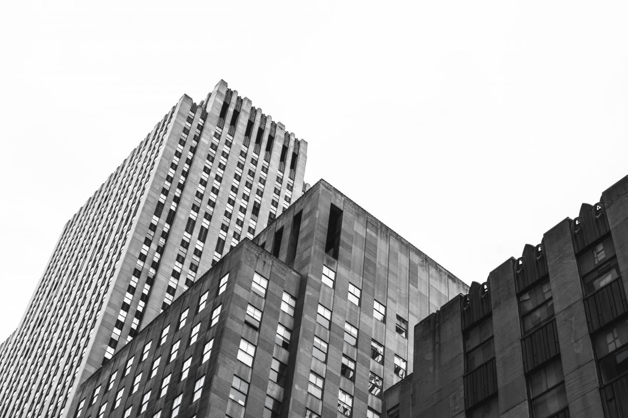 buildings, architecture, downtown, city, urban, high rises, windows, business, corporate, sky, black and white
, 