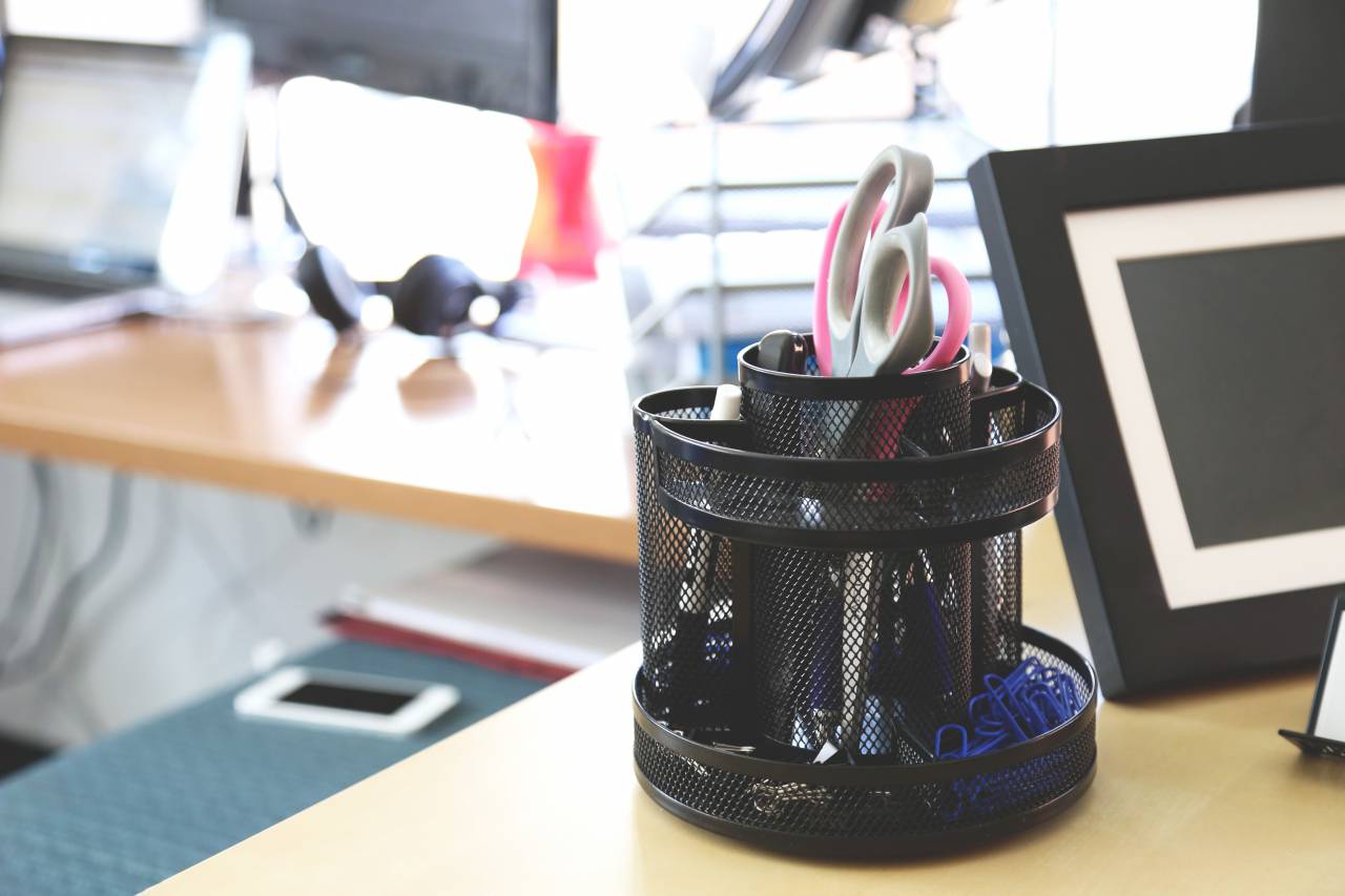 desk, office supplies, stationary, business, scissors, paper clips, pens, pencils
, 