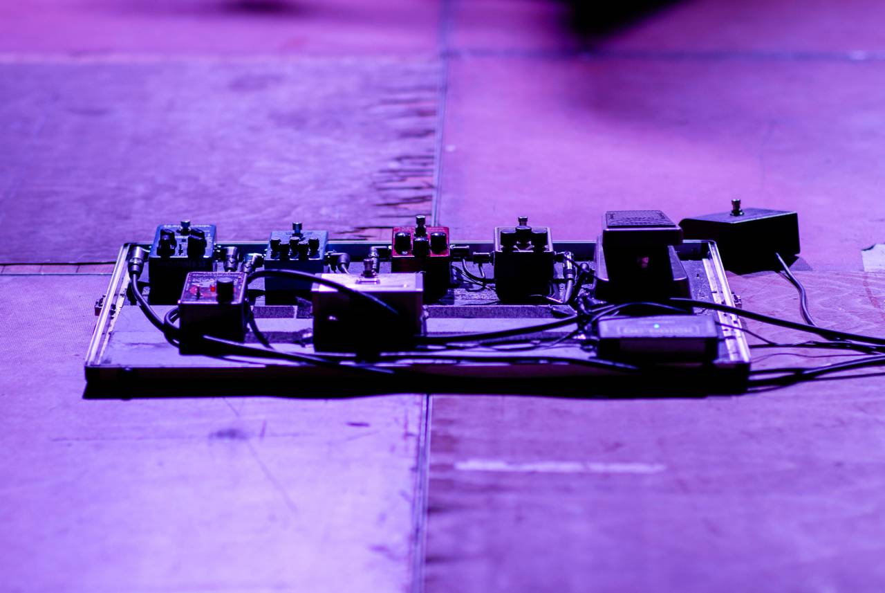piso, electrónico, guitarra, pedal, tablero,