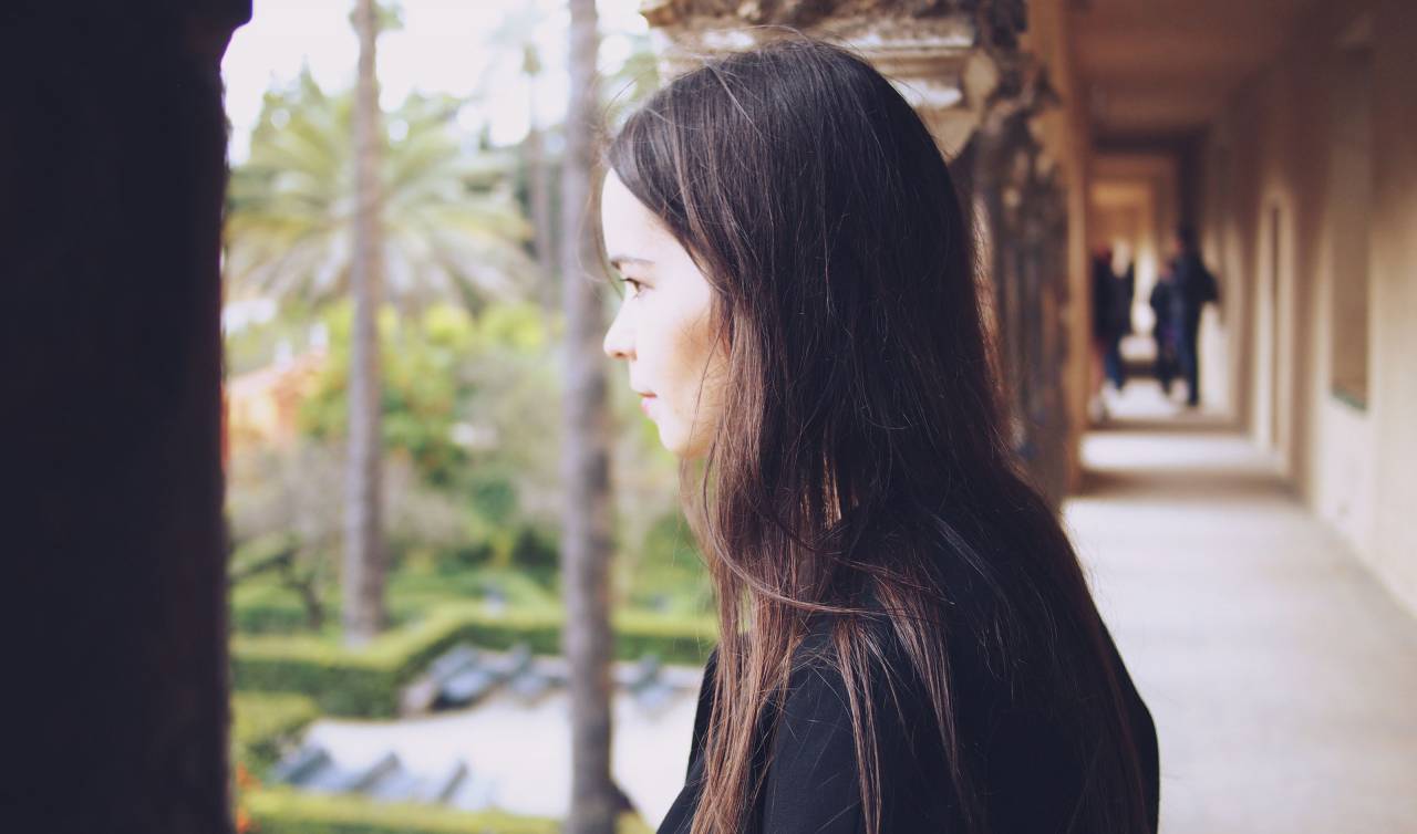 niña, mujer, mirada, morena, pelo largo, gente,