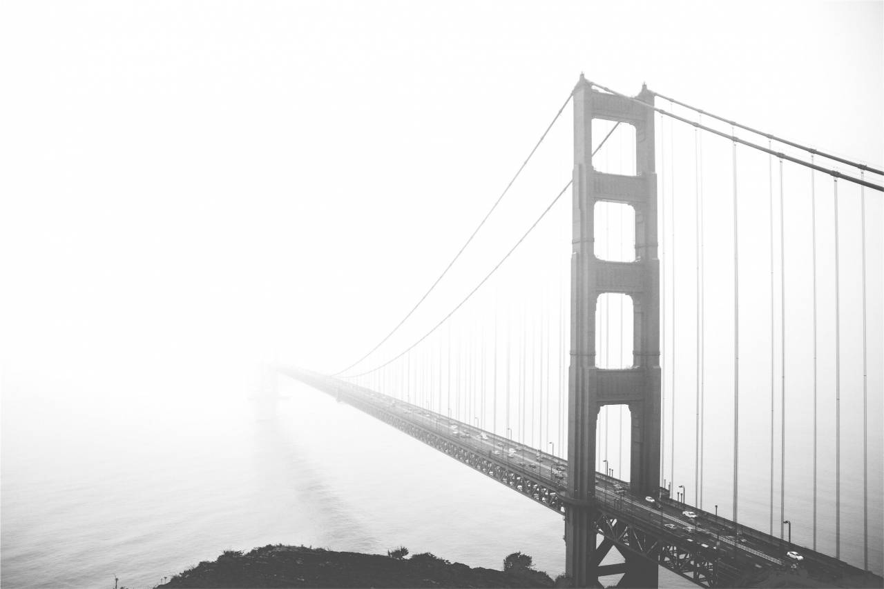 Puente Golden Gate, San Francisco, arquitectura, niebla, blanco y negro,