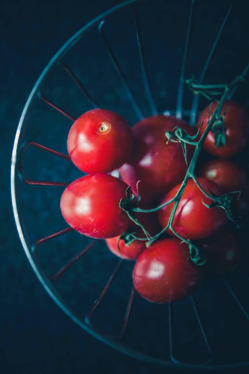 naturaleza, frutas, rojo, tomates, hojas, verde, cuenco,
