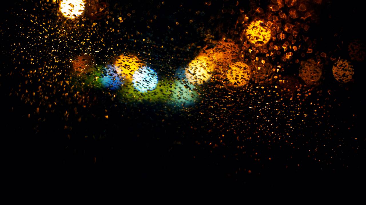 La noche, colorido, luces, bokeh, húmedo, lluvia, agua, gotas, abstracto,