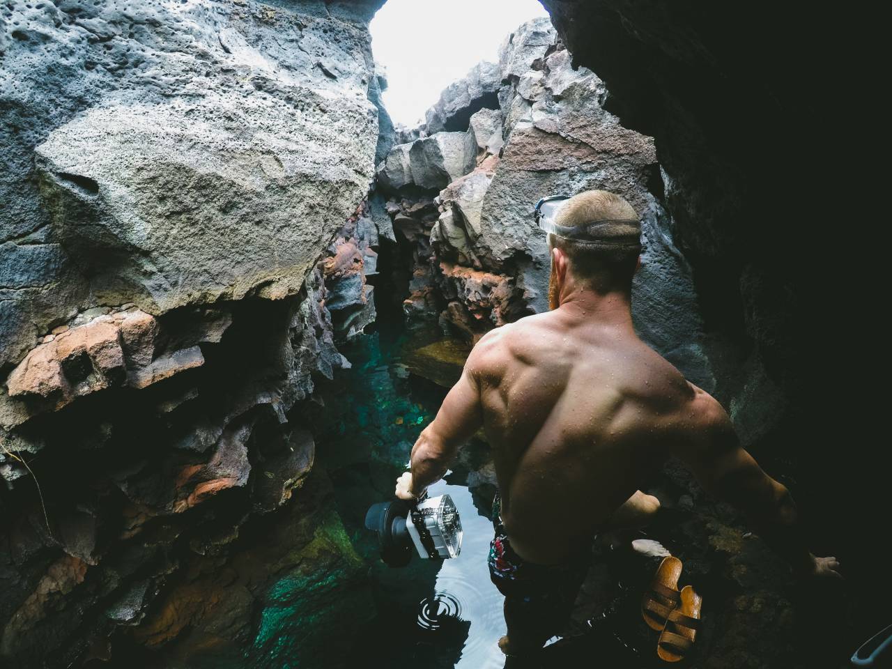 people, man, rocks, water, cave, flashlight, slippers, adventure, outdoor, nature
, 