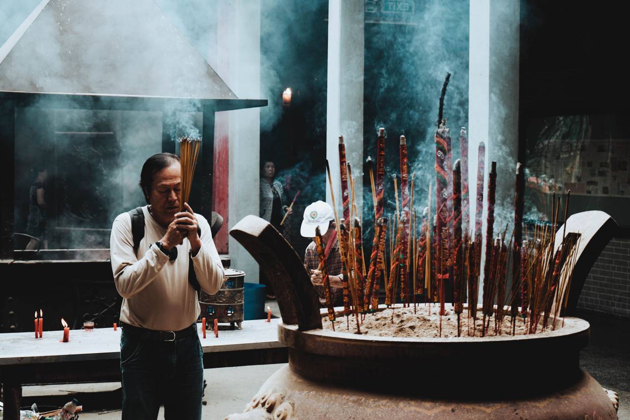 people, man, smoke, stick, fire, ritual
, 