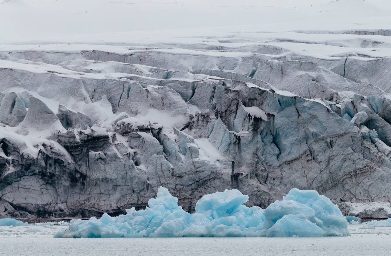 Rocas, colina, acantilado, paisaje, invierno, nieve, hielo, iceberg,