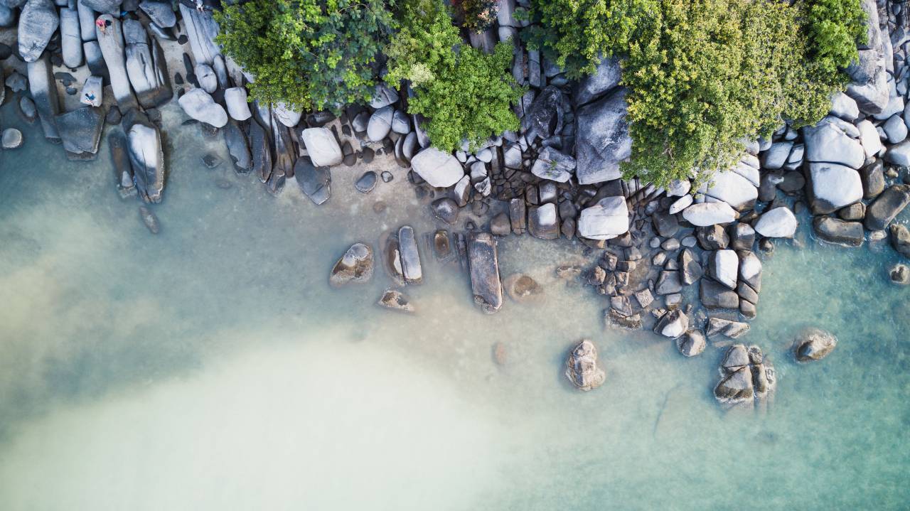 Mar, océano, agua, ola, naturaleza, rocas, piedra, costa, árboles, plantas, naturaleza, antena,