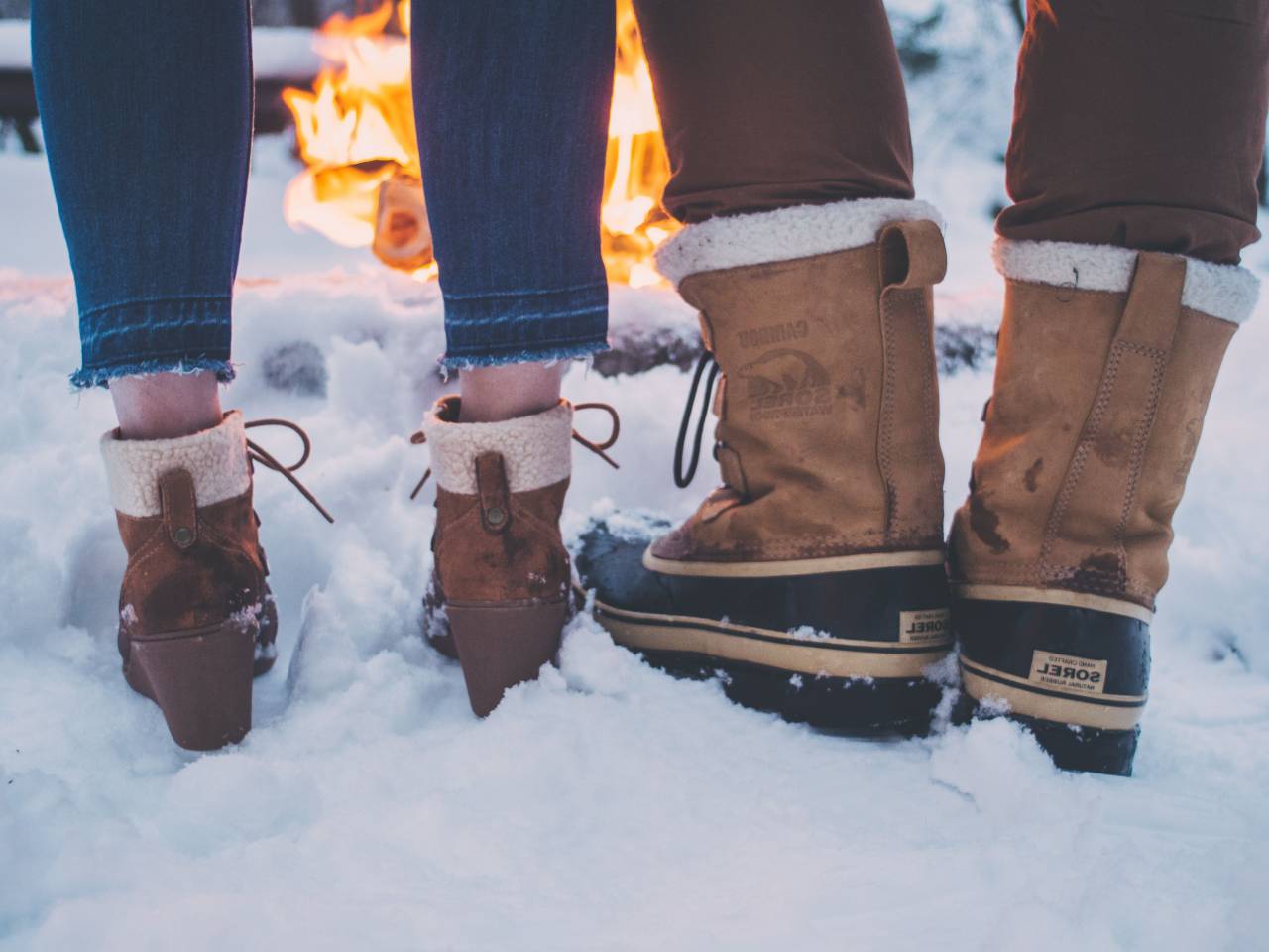 Nieve, invierno, blanco, frío, clima, hielo, naturaleza, gente, hombre, mujer, pareja, botas,