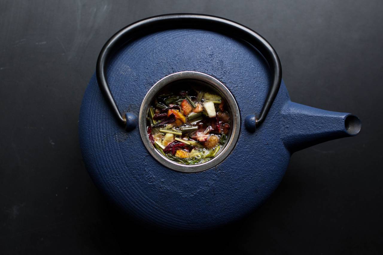 té, tetera, hierbas, bebida,