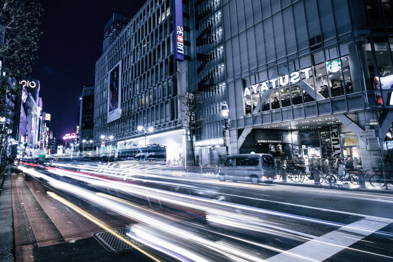 Tokio, Japón, ciudad, tráfico, noche, luces, carreteras, carreteras, coches, edificios, urbanos,