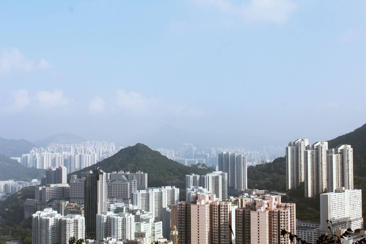 architecture, building, infrastructure, blue, sky, skyscraper, tower, city, urban, skyline, mountain, landscape, view, valley
, 