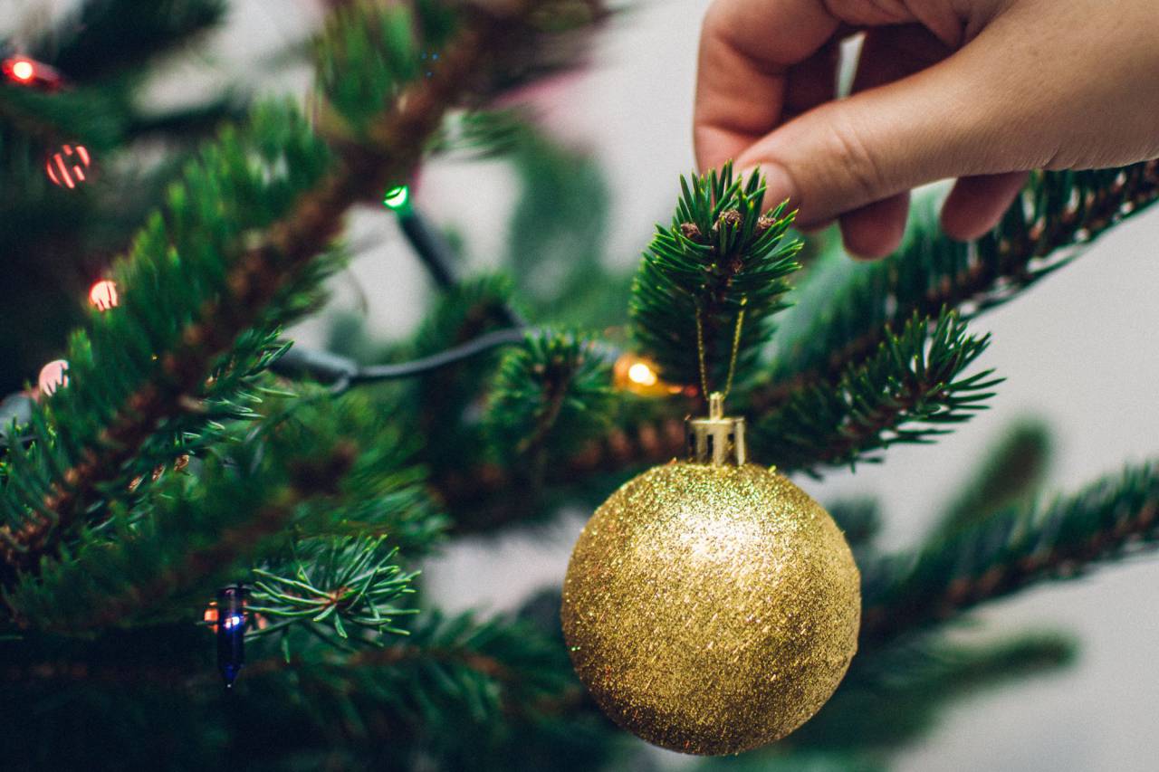 Navidad, árbol, luces, adornos, decoraciones, festivo, vacaciones,