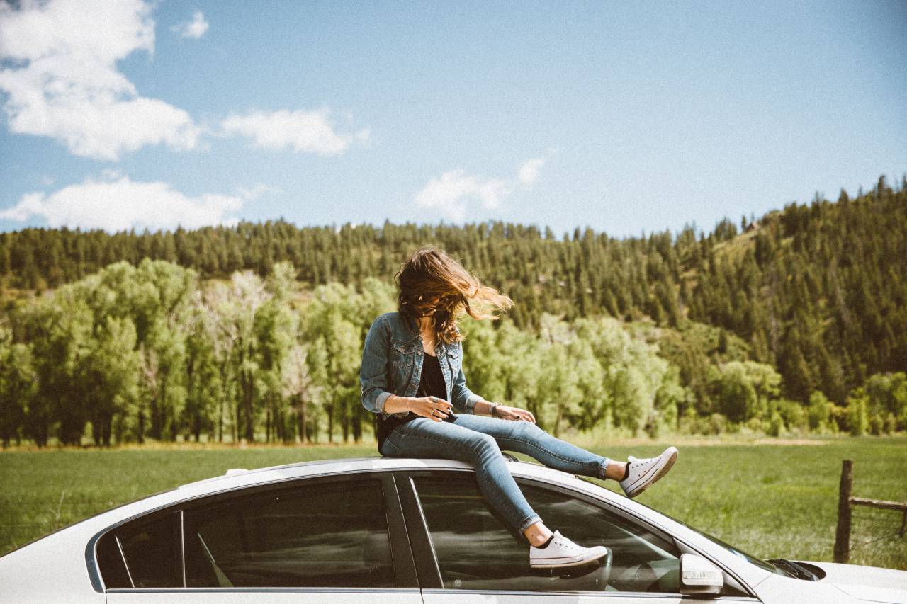 green, grass, trees, plant, nature, landscape, nature, outdoor, adventure, car, vehicle, people, ride, woman, girl, travel, cloud, sky
, 