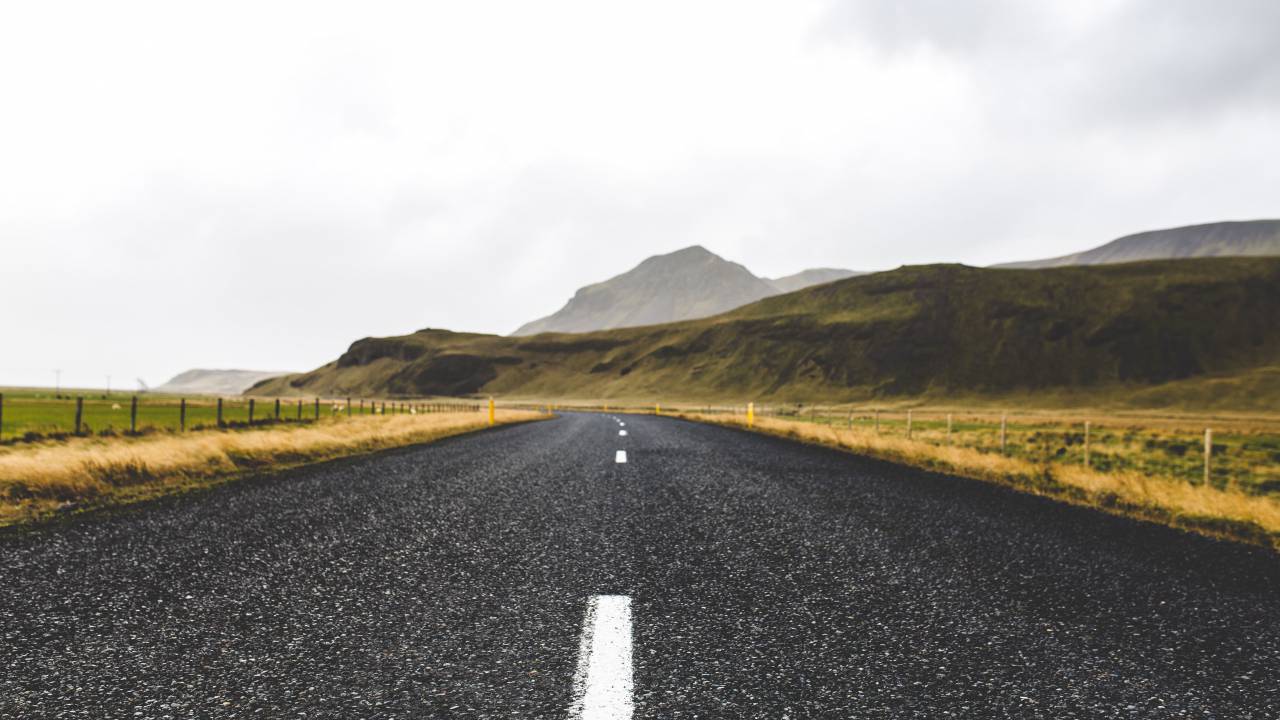 mountain, highland, cloud, sky, landscape, nature, valley, green, field, grass, road, outdoor, travel
, 