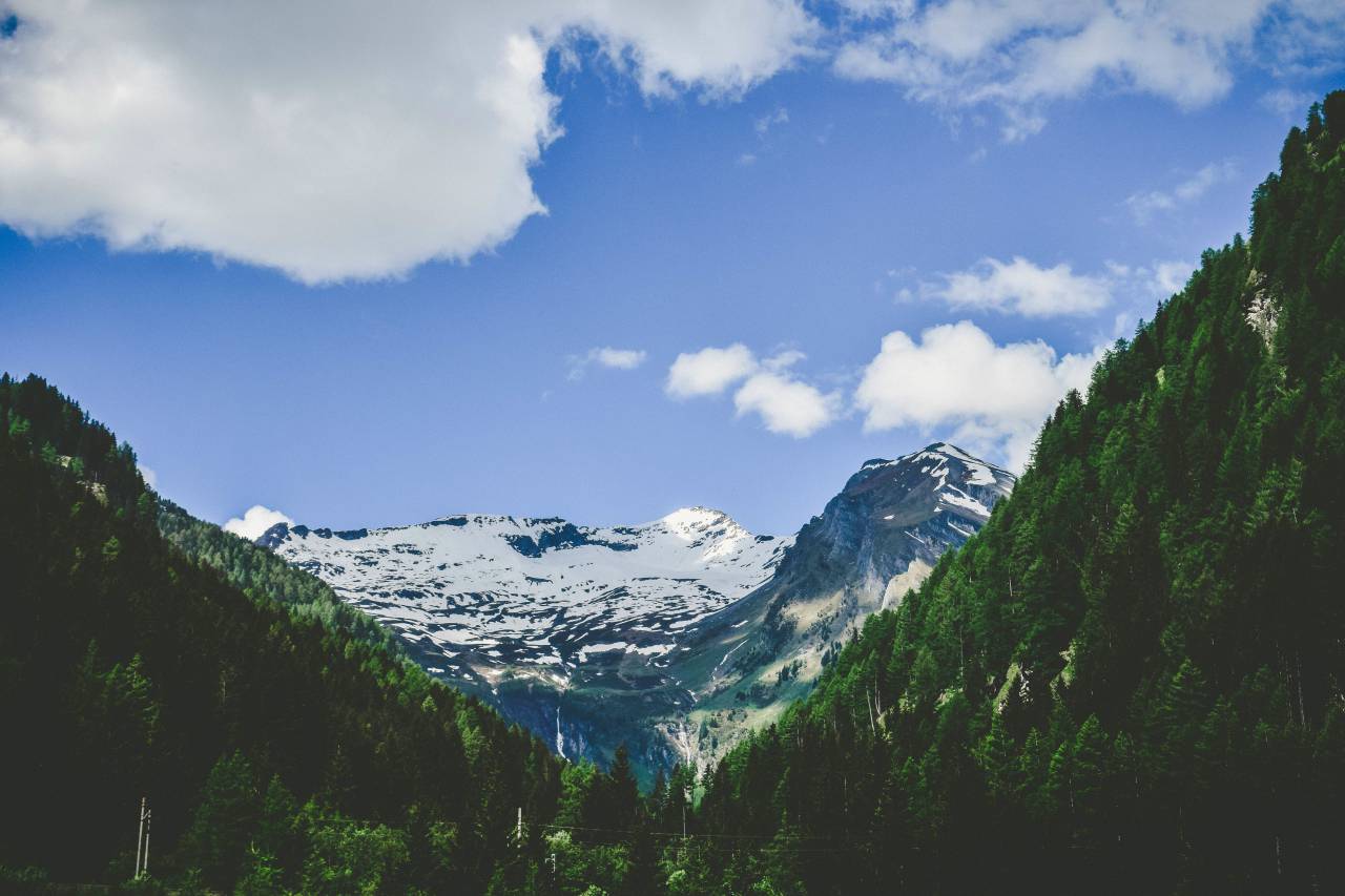 nature, landscape, mountains, summit, peaks, snow, forests, trees, sky, clouds, horizon, majestic, picturesque
, 