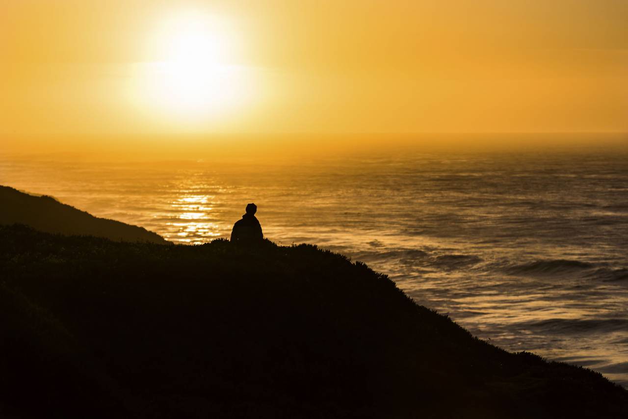 nature, water, ocean, sea, beach, waves, current, people, man, alone, shadow, silhouette, sunset
, 